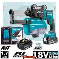 Аккумуляторный перфоратор Makita DHR182RTWJ (2 акк. 18V, 5.0 Ач, пылеудаление DX05, кейс MakPac)