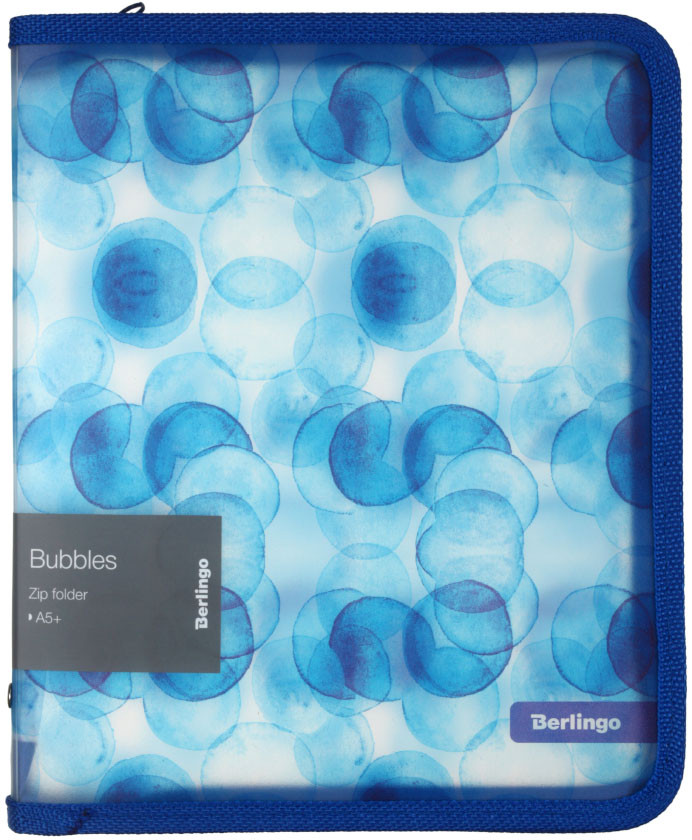 Папка пластиковая на молнии Berlingo А5+ толщина пластика 0,6 мм, Bubbles - фото 3 - id-p216357788