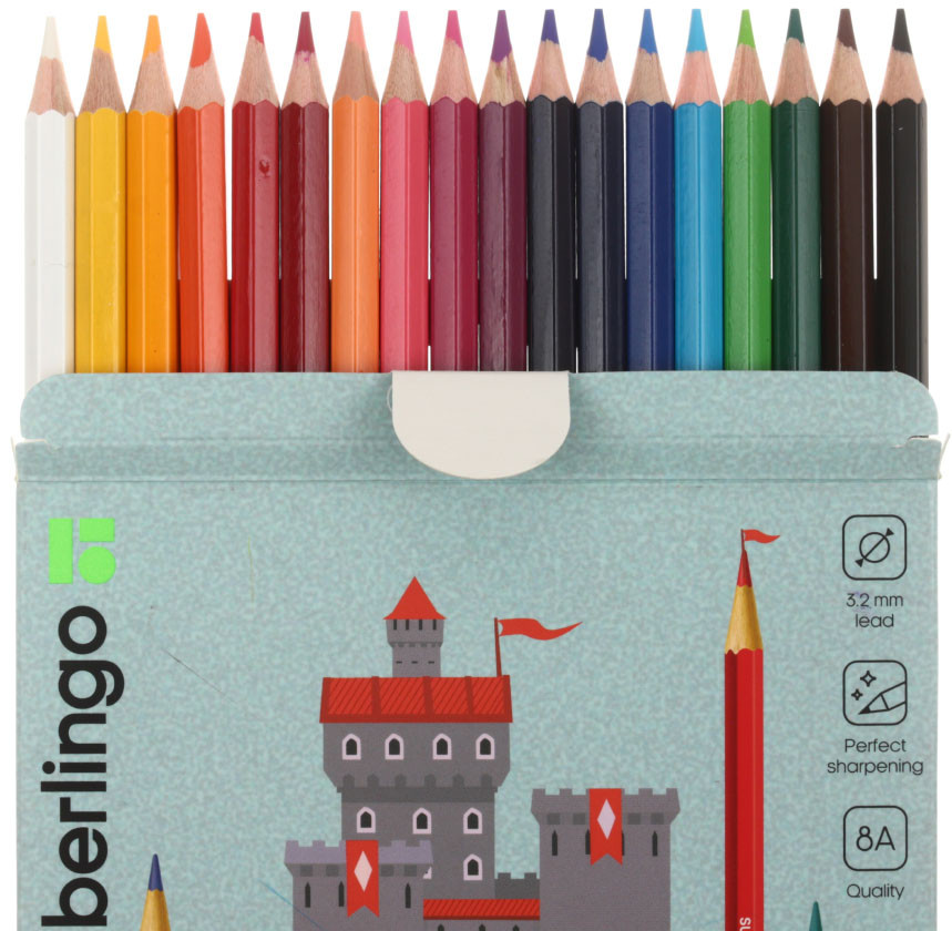 Карандаши цветные Berlingo SuperSoft «Замки» 18 цветов, длина 180 мм - фото 1 - id-p216357791