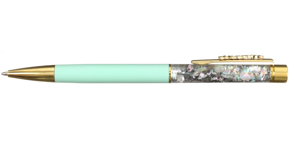 Ручка подарочная шариковая автоматическая Meshu Dream Sand корпус мятный с золотистым, стержень синий