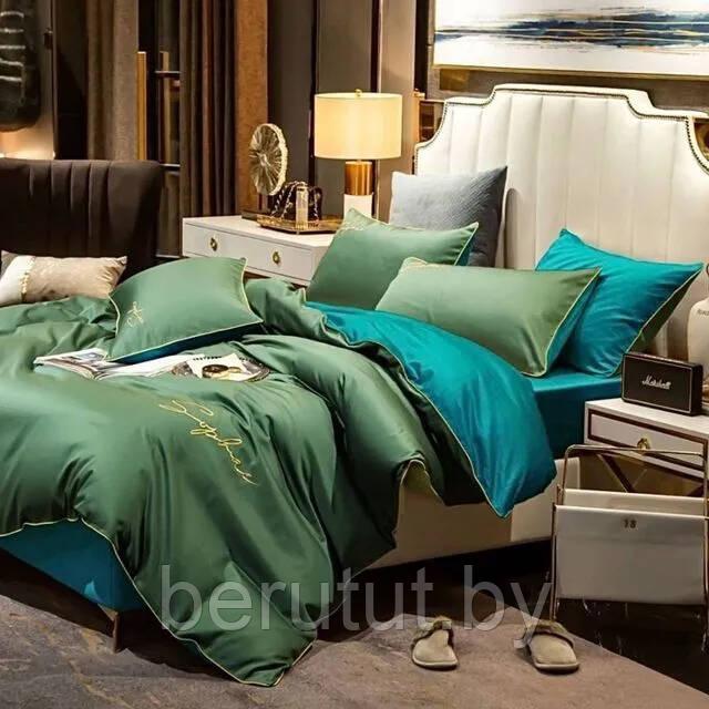 Комплект постельного белья 2-x спальный MENCY ЖАТКА Зеленый/бирюзовый - фото 1 - id-p216362974