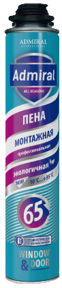 Пена монтажная профессиональная, всесезонная ADMIRAL , 65 л/850 мл - фото 1 - id-p216363484