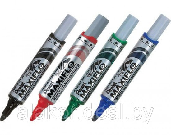 Набор маркеров для доски Pentel "Maxiflo", 4шт. - фото 2 - id-p216363673