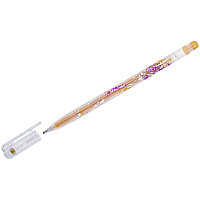 Ручка гелевая Crown "Glitter Metal Jell" (1,0мм, с блестками) (золотая)