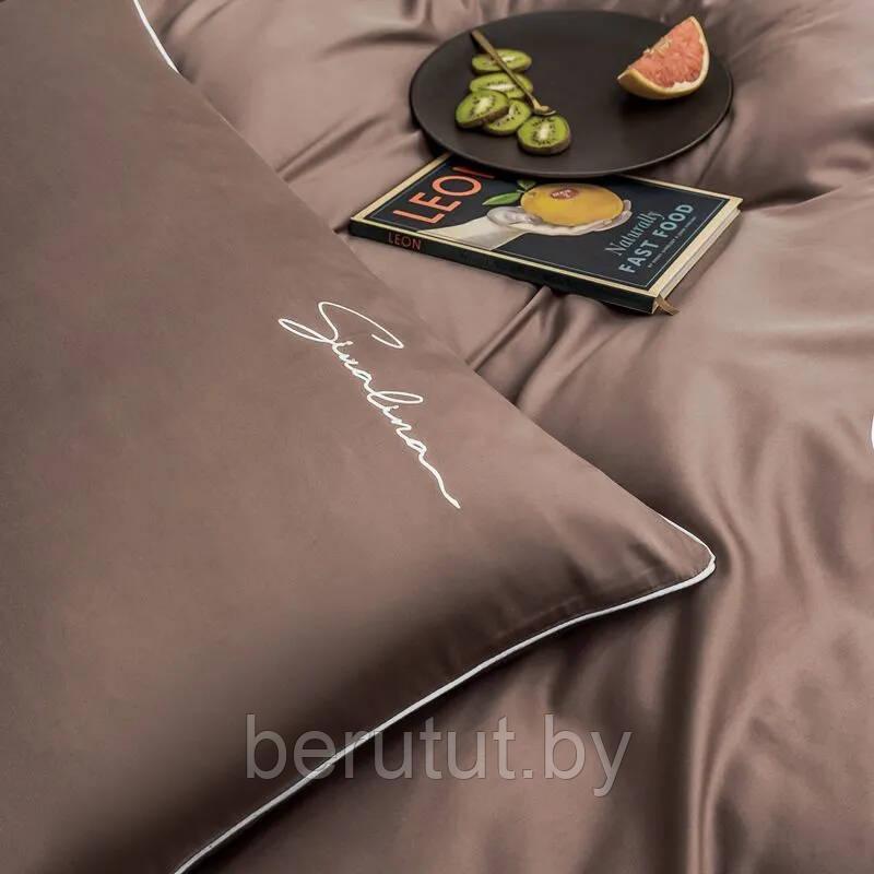 Комплект постельного белья Евро MENCY ЖАТКА Коричневый - фото 3 - id-p216363849