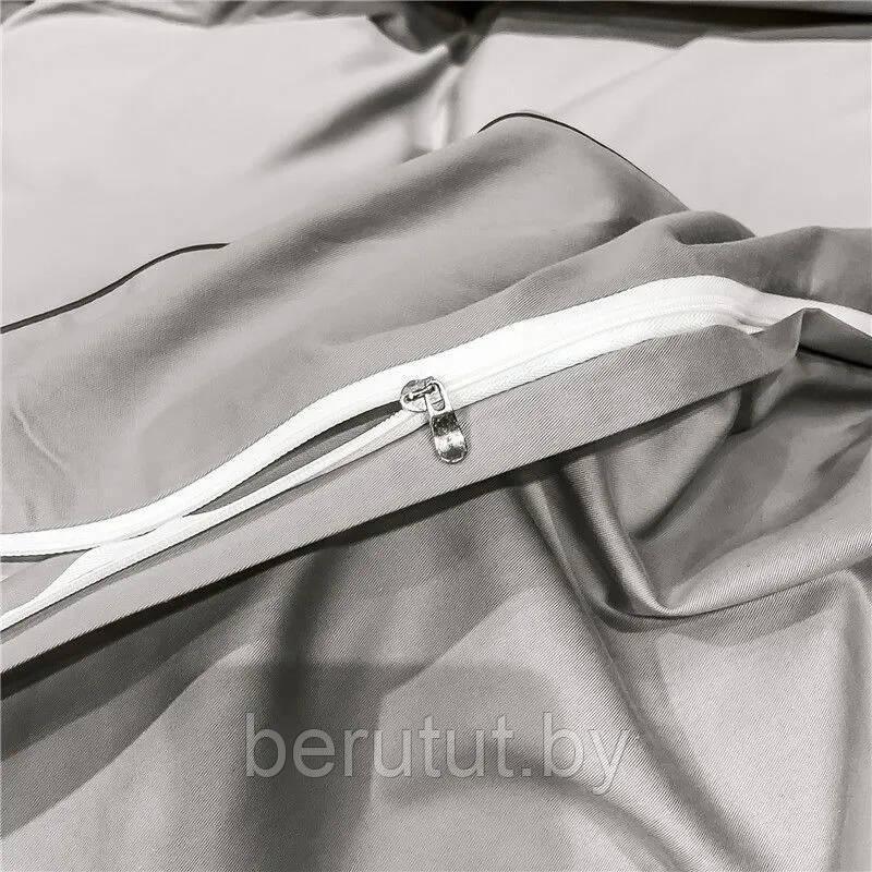 Комплект постельного белья 2-x спальный MENCY ЖАТКА Светло серый/серый - фото 2 - id-p216363972