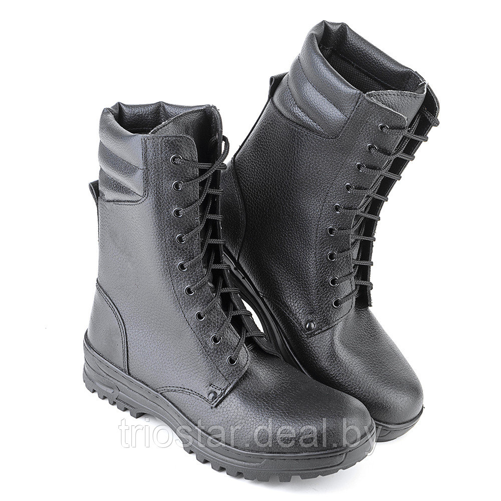 Берцы (ботинки) кожаные 64Л (лето/деми, цвет черный) - фото 1 - id-p216219648