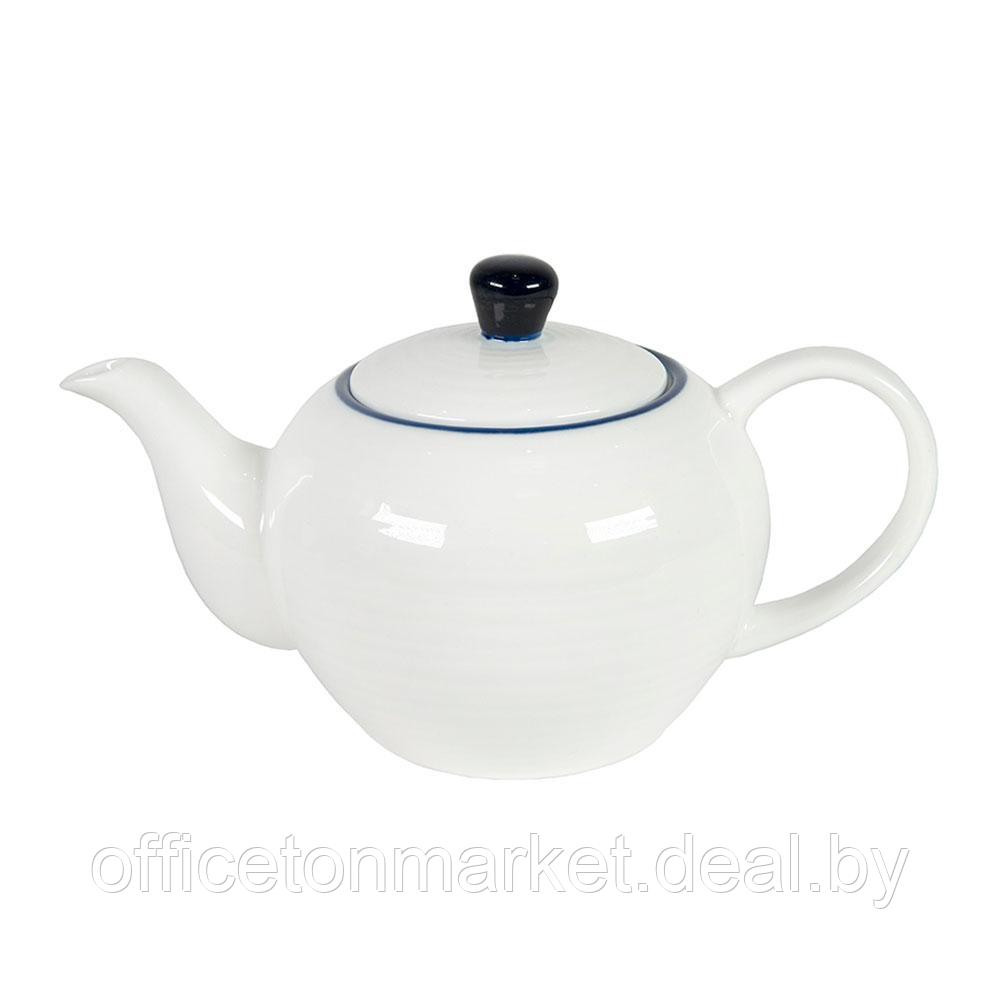 Набор посуды чайник и чашка с блюдцем "Seawave", белый, синий - фото 9 - id-p196383651