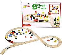 Детская деревянная железная дорога со станцией конструктор 48 деталей