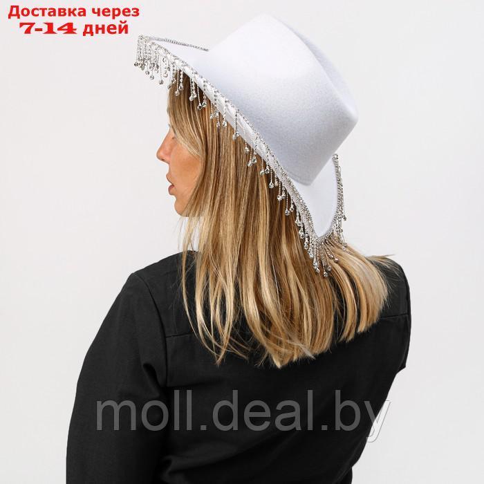 Шляпа ковбойская, со стразами, р. 56 см, цвет белый - фото 6 - id-p215260048