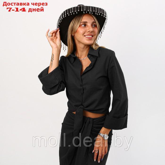 Шляпа ковбойская, со стразами, р. 56 см, цвет чёрный - фото 7 - id-p215260049