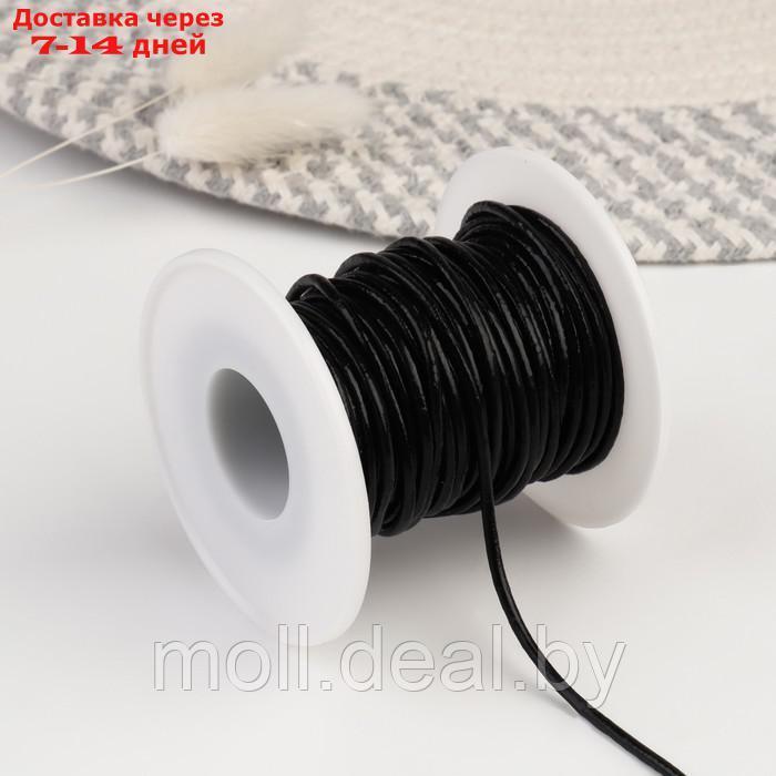 Шнур для плетения, из натуральной кожи, d = 2 мм, 10 ± 0,5 м, цвет чёрный - фото 1 - id-p216348596
