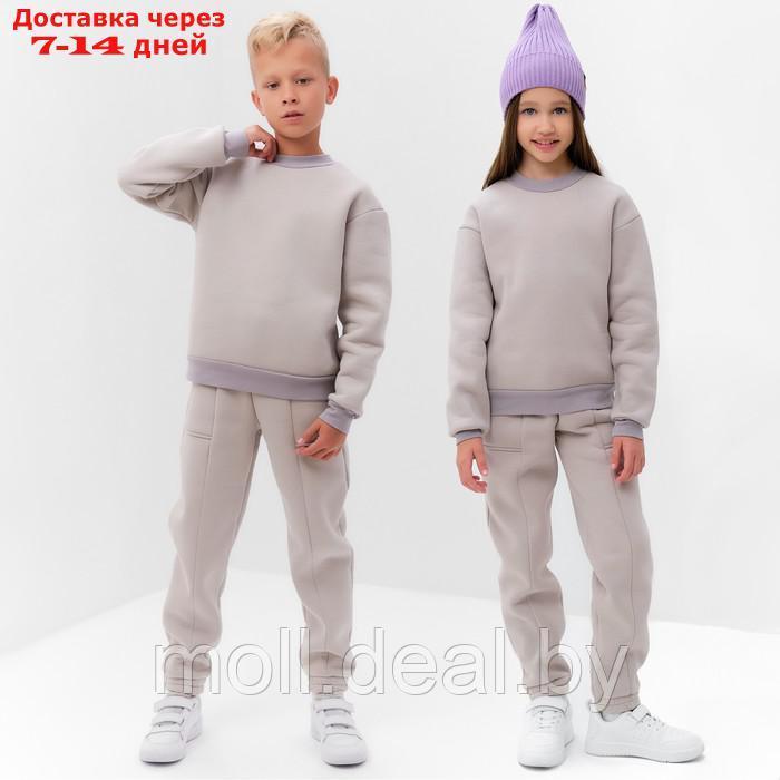Костюм детский с начёсом (свитшот, брюки) MINAKU, цвет серый, рост 134 см - фото 1 - id-p216355247