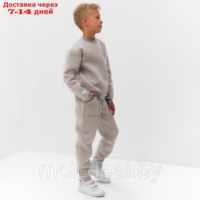 Костюм детский с начёсом (свитшот, брюки) MINAKU, цвет серый, рост 134 см - фото 4 - id-p216355247