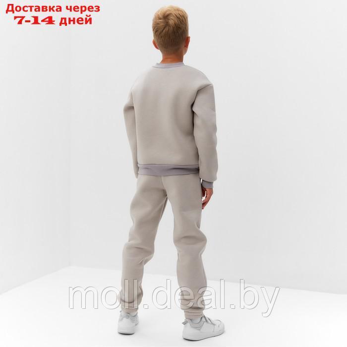 Костюм детский с начёсом (свитшот, брюки) MINAKU, цвет серый, рост 134 см - фото 5 - id-p216355247