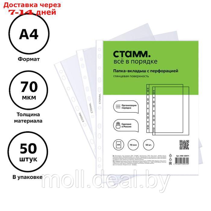Файл-вкладыш А4, 70 мкм, СТАММ, глянцевый, вертикальный, 50 штук - фото 1 - id-p216354357