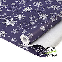 Упаковочная бумага Крафт (0,7х10 м) Снежинка, белый/фиолетовый (арт.73280)