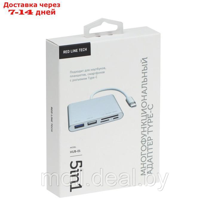 Адаптер Red Line Lite, Type-C - 2 USB/microUSB/microSD/SD, серебристый - фото 4 - id-p216349492