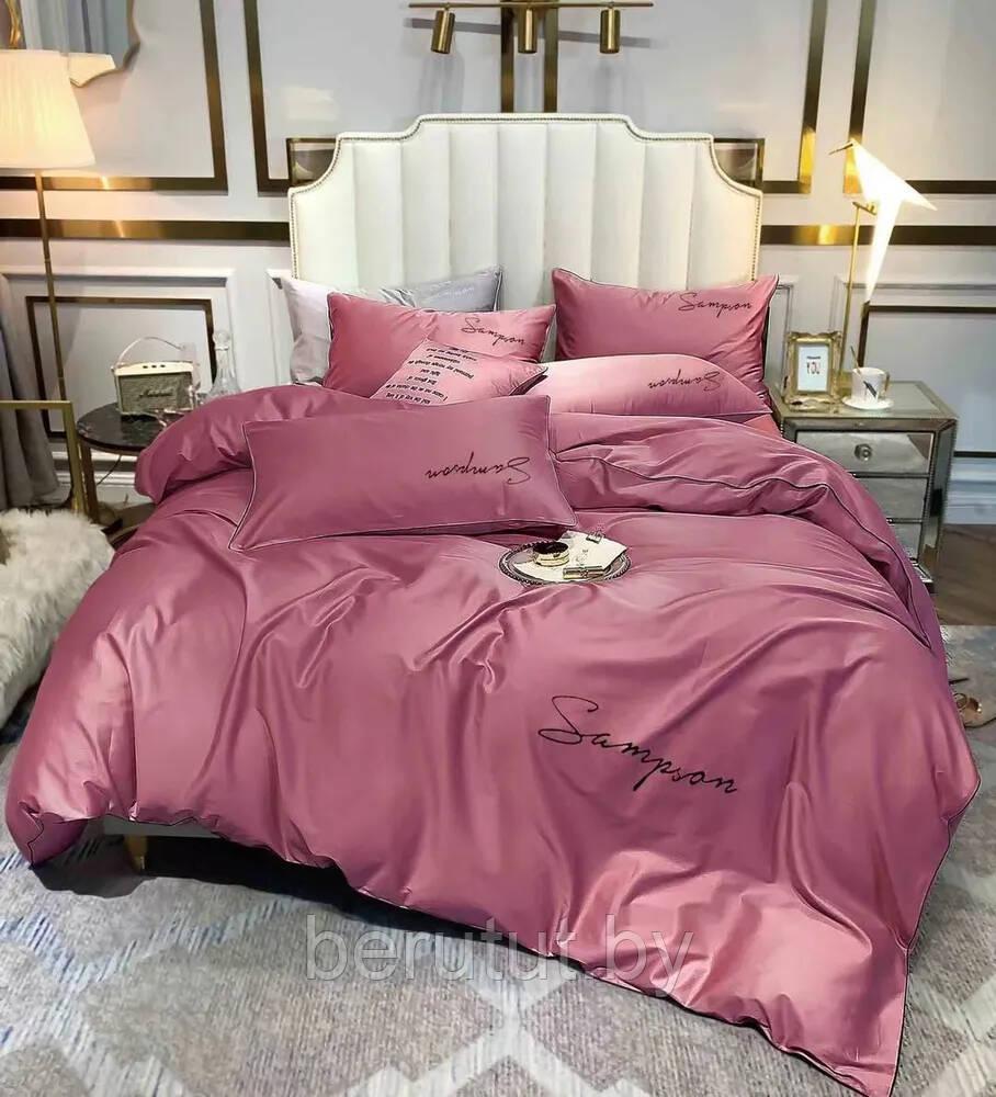 Комплект постельного белья Евро MENCY ЖАТКА Розовый / простыня на резинке - фото 1 - id-p216365027