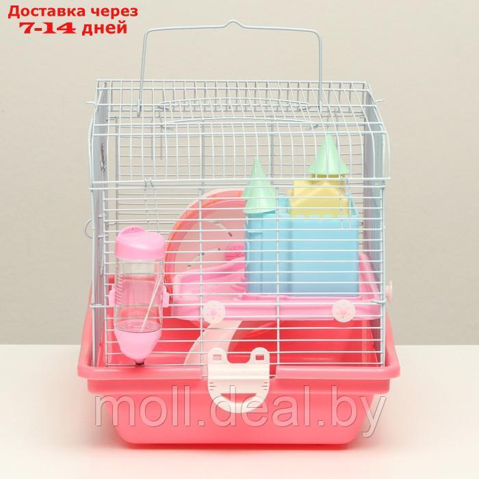 Клетка для грызунов "Пижон", укомплектованная с замком, 37 х 27 х 30 см, розовая - фото 2 - id-p216349628