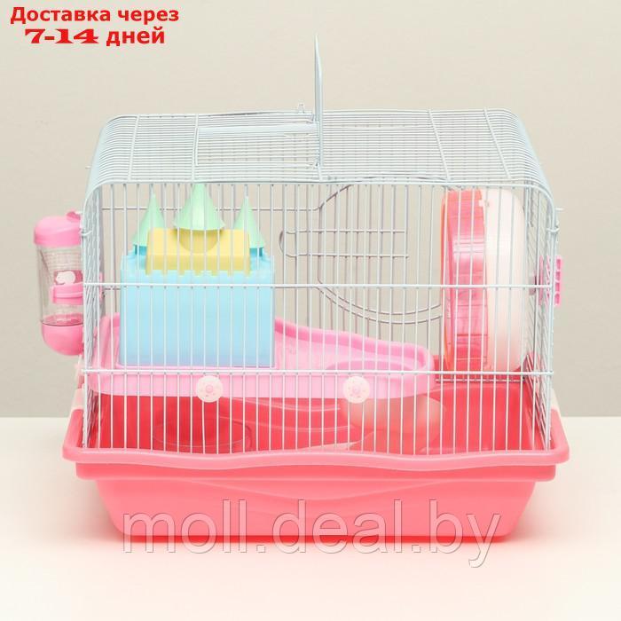 Клетка для грызунов "Пижон", укомплектованная с замком, 37 х 27 х 30 см, розовая - фото 9 - id-p216349628