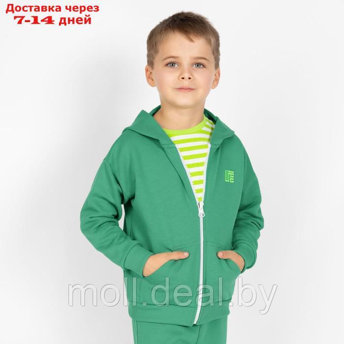 Толстовка с капюшоном для мальчика, рост 128 см, цвет зелёный - фото 1 - id-p216350096