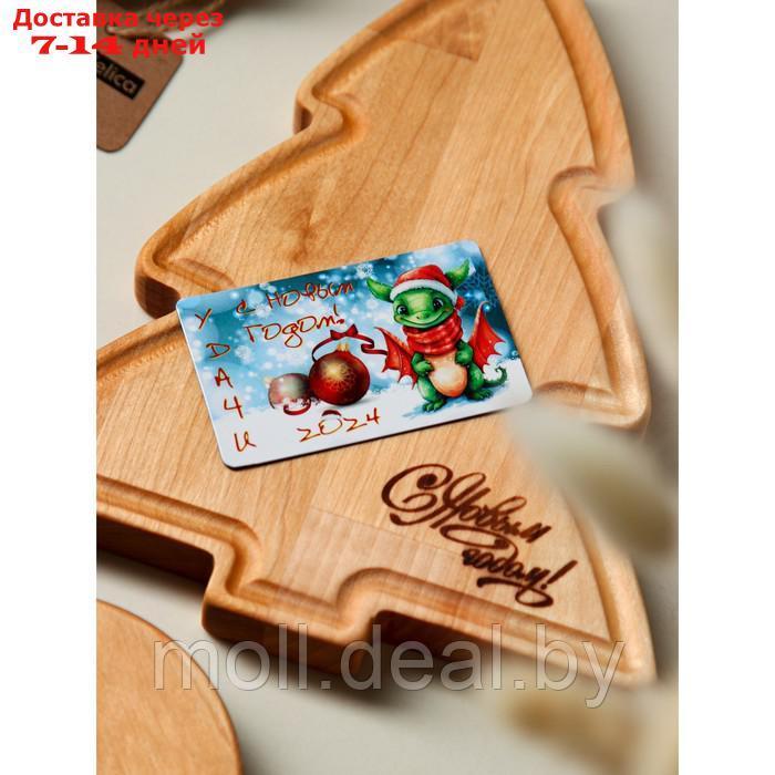 Подарочный набор деревянной посуды Adelica "Елочка", сервировочная доска на подставке 22×18 см, масло 100 мл, - фото 10 - id-p216354610