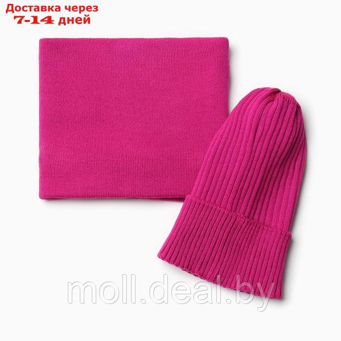 Комплект для девочки (снуд и шапка), цвет малина, размер 52-56 - фото 4 - id-p216353749