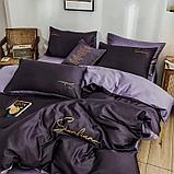 Комплект постельного белья 2-x спальный MENCY ЖАТКА Фиолетовый / простыня на резинке, фото 2