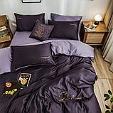 Комплект постельного белья 2-x спальный MENCY ЖАТКА Фиолетовый / простыня на резинке, фото 3