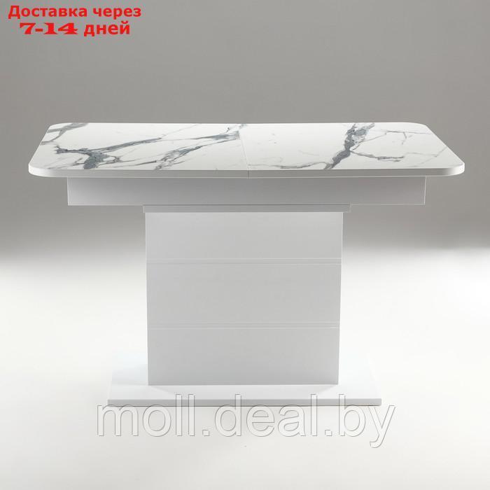 Стол кухонный раздвижной Шамбор, 1240(1540)х750х760, Белый глянец/Белый мрамор пластик - фото 3 - id-p216350398