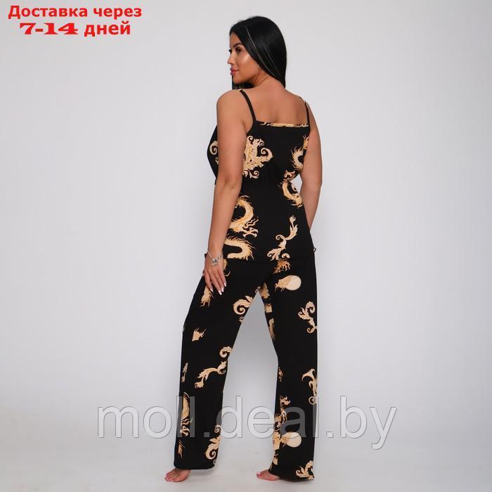 Комплект женский (халат/топ/брюки), цвет чёрный, размер 44 - фото 10 - id-p216354657