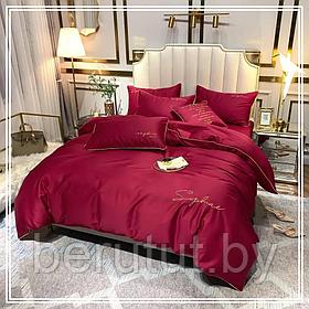 Комплект постельного белья 2-x спальный MENCY ЖАТКА Красный / простыня на резинке