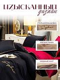 Комплект постельного белья 2-x спальный MENCY ЖАТКА Черный красный / простыня на резинке, фото 3