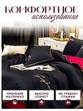 Комплект постельного белья 2-x спальный MENCY ЖАТКА Черный красный / простыня на резинке, фото 4