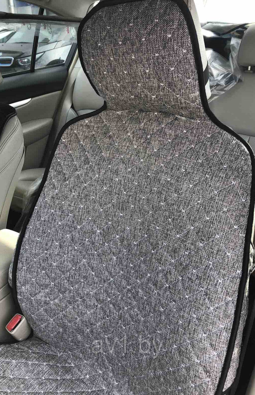 Накидки на сиденья серый лен с светлой отстрочкой / передние 2 шт. - фото 1 - id-p216368689