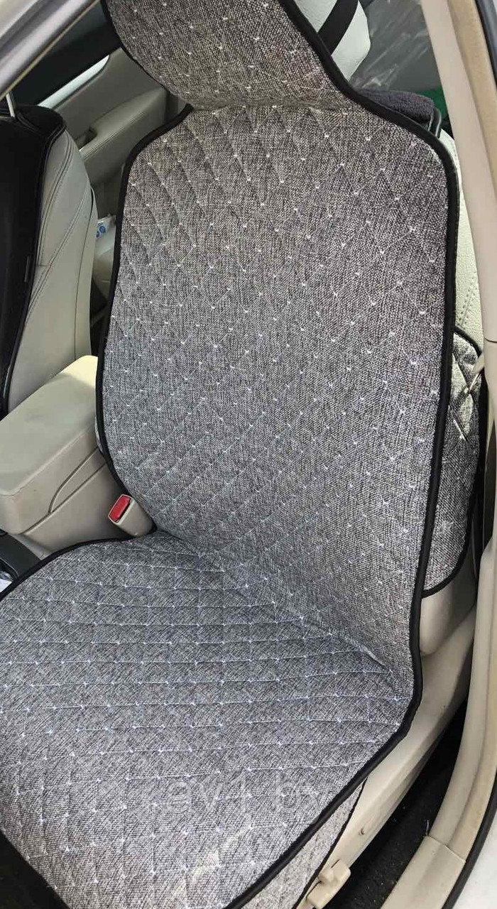Накидки на сиденья серый лен с светлой отстрочкой / передние 2 шт. - фото 2 - id-p216368689