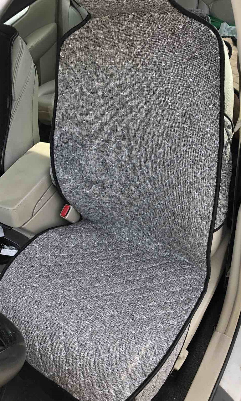 Накидки на сиденья серый лен с светлой отстрочкой / передние 2 шт. - фото 4 - id-p216368689