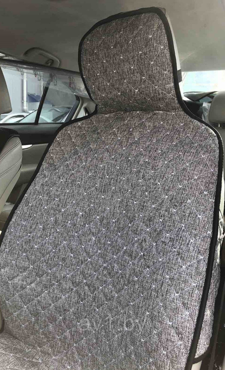 Накидки на сиденья серый лен с светлой отстрочкой / передние 2 шт. - фото 5 - id-p216368689