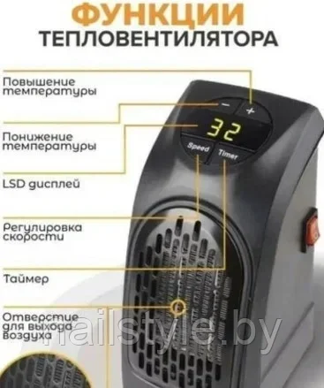 Мини портативный комнатный обогреватель Handy heater 400 Вт в розетку / Тепловентилятор настенный бесшумный / - фото 2 - id-p216369280