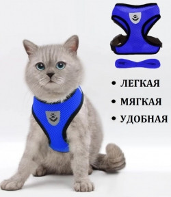 Шлейка прогулочная с поводком для собак и кошек мелких и средних пород Pet Leash / Дышащий жилет для животных - фото 1 - id-p216372889