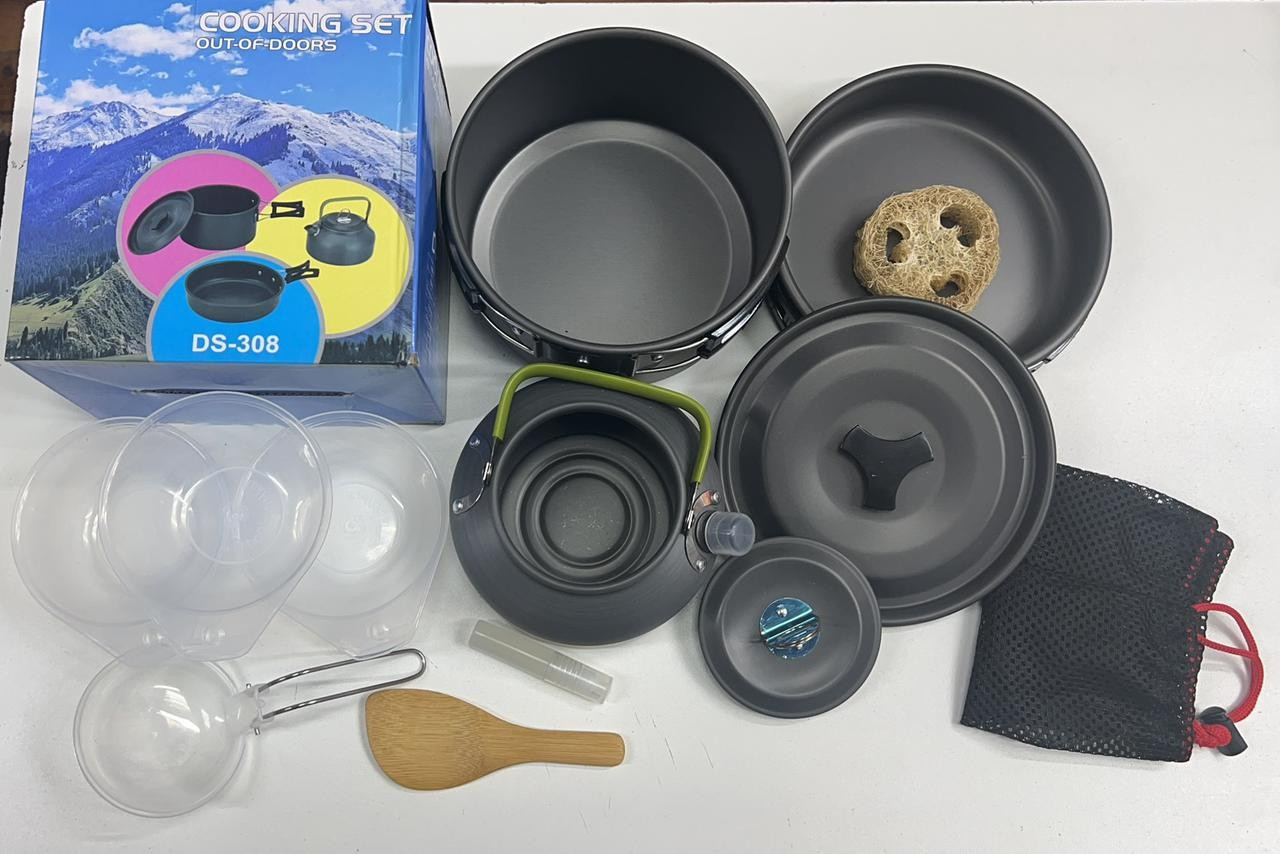 Набор туристической посуды для пикника и путешествий Cooking Set DS -308 из анодированного алюминия, 9 - фото 2 - id-p216372891