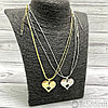 Парная подвеска Сердце на цепочках (2 цепочки, 2 половинки сердца) Серебро, фото 2