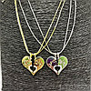 Парная подвеска Сердце на цепочках (2 цепочки, 2 половинки сердца) Серебро, фото 5