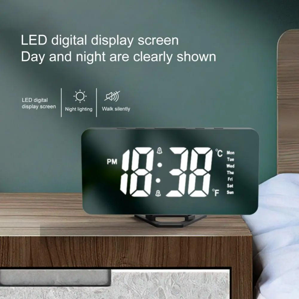 Настольные часы будильник электронные LED digital clock (USB, будильник, календарь, датчик температуры, - фото 3 - id-p216372923
