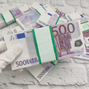 Купюры бутафорные доллары, евро, рубли (1 пачка) / Сувенирные деньги 500 Euro бутафорных (100 шт. в пачке)