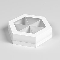 Коробка шестигранная сборная с окном 19х22х3см