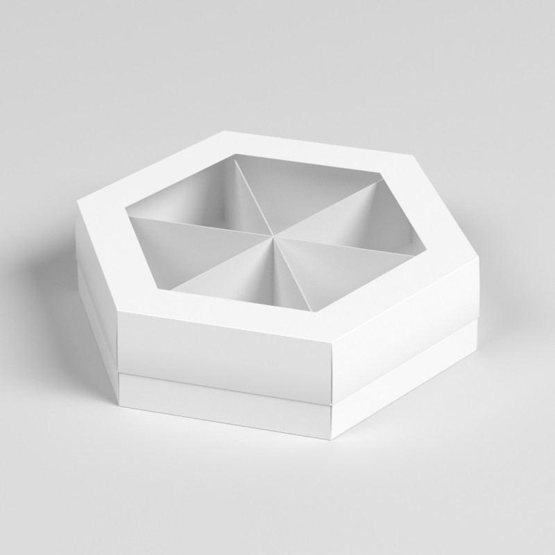 Коробка шестигранная сборная с окном 19х22х3см - фото 1 - id-p216375206