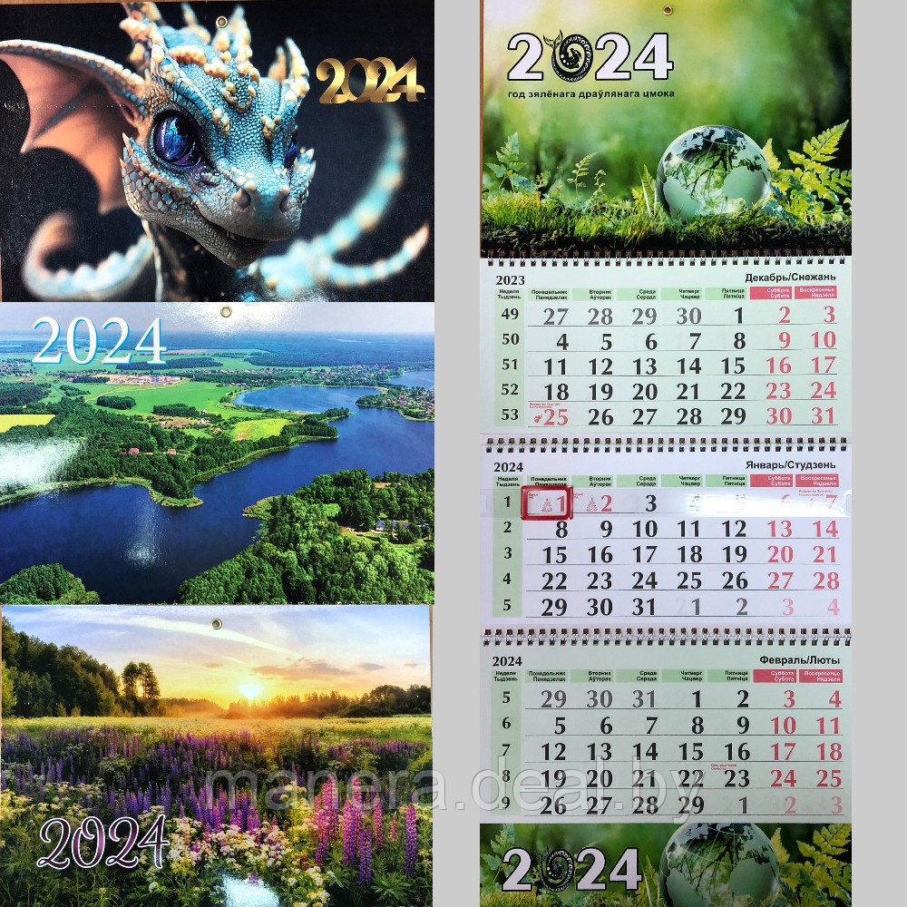 Календарь настенный квартальный на 2024 год, ассорти 4 вида