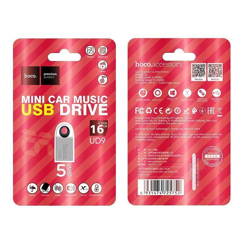 USB Flash накопитель 2.0 16GB HOCO UD9 серебристый - фото 3 - id-p216150132